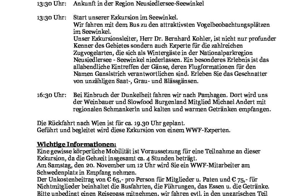 Programm WWF Exkursion Ganslstrich 2021