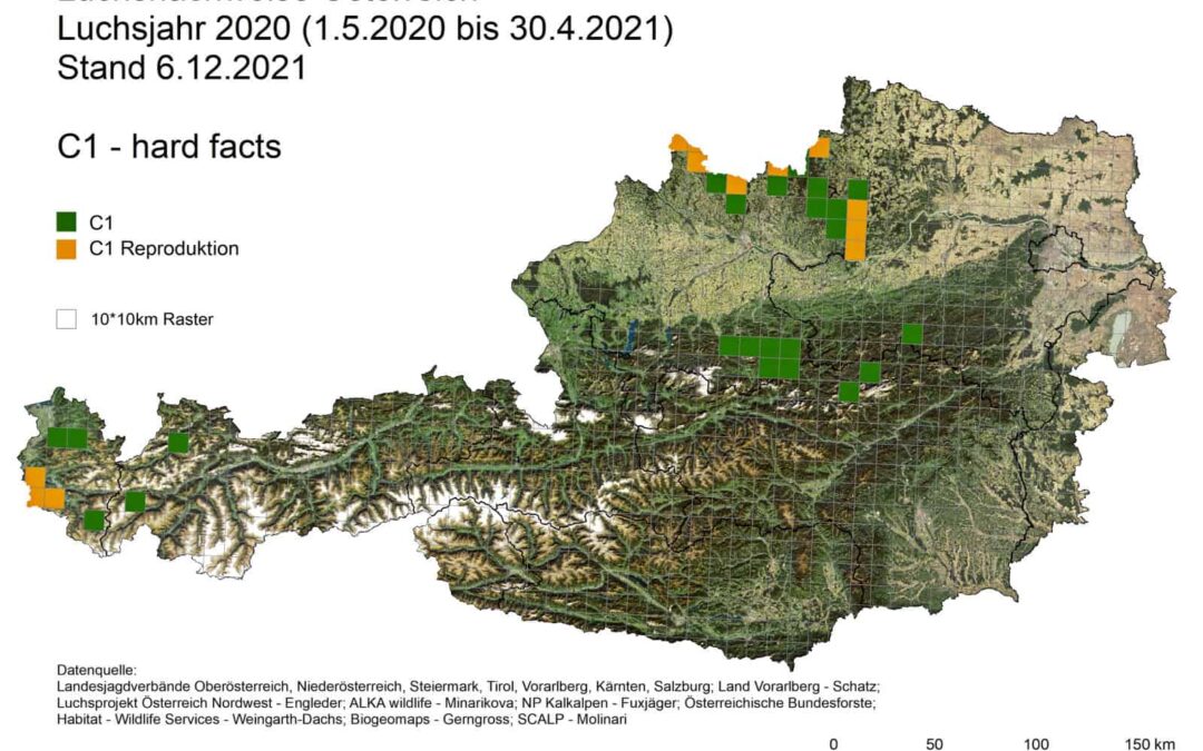 Karte Luchsnachweise Österreich
