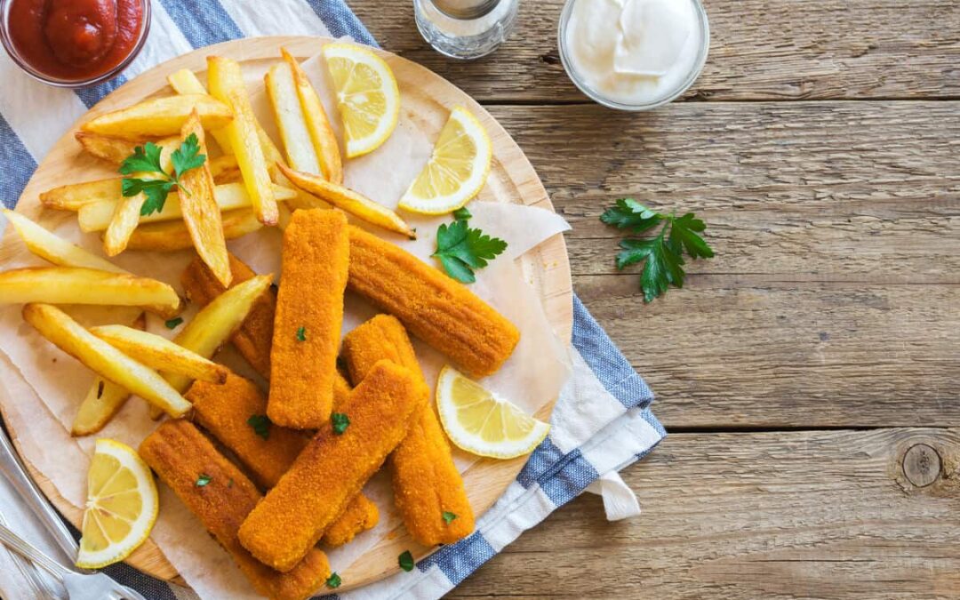 Fried Fish Sticks with French Fries