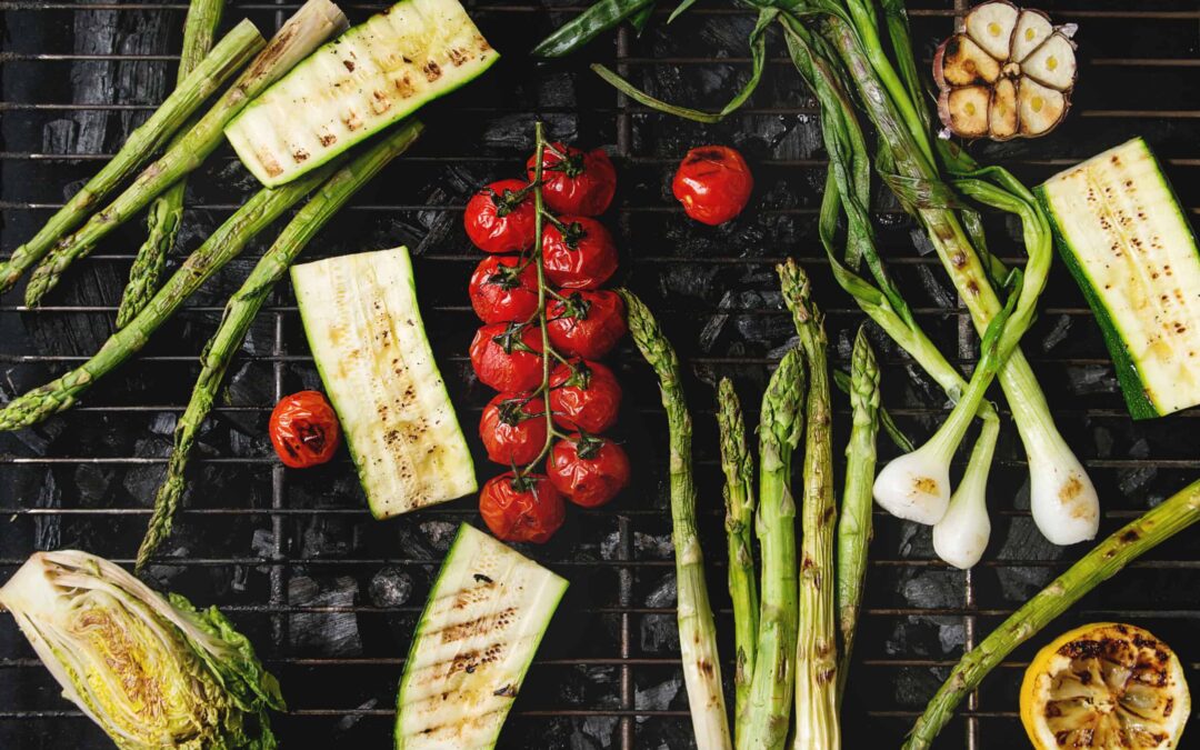 Grilled vegetables on charcoal