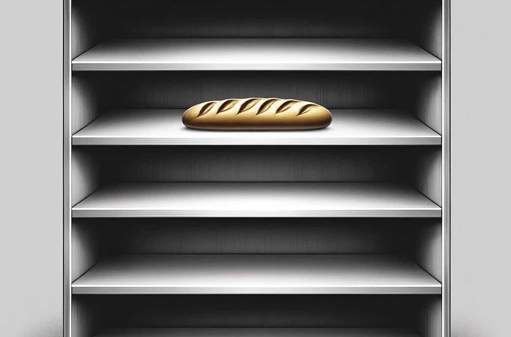 Leeres Brotregal vor Ladenschluss (c) WWF Dall-e