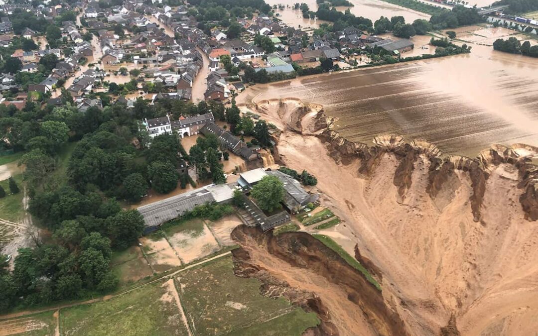 Major landslide and flooding in the Blessem district of Erftstadt, Germany, during the 2021 floods. Image © Daniel Schlich(c) Daniel Schlich