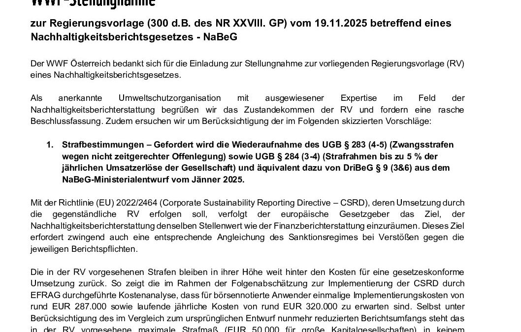 WWF-Stellungnahme zur RV eines Nachhaltigkeitsberichtsgesetzes – NaBeG 20251219_ua