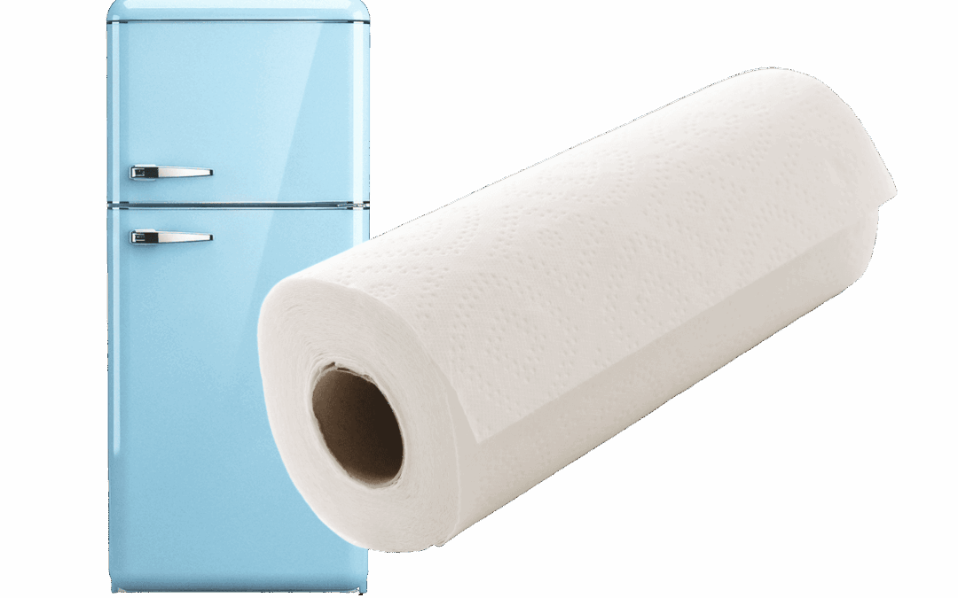 blauer Kühlschrank und Küchenrolle (c) AdobeStock_1847654993_48082785