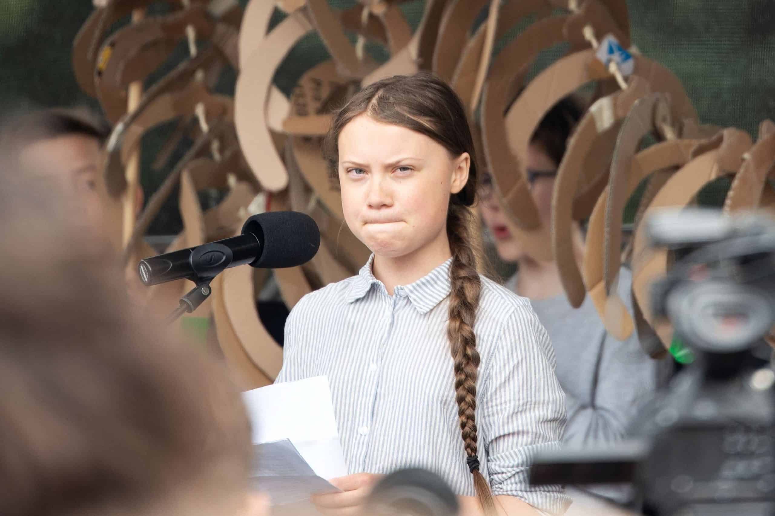 Greta Thunberg 2019 auf einem Klimastreik in Wien
