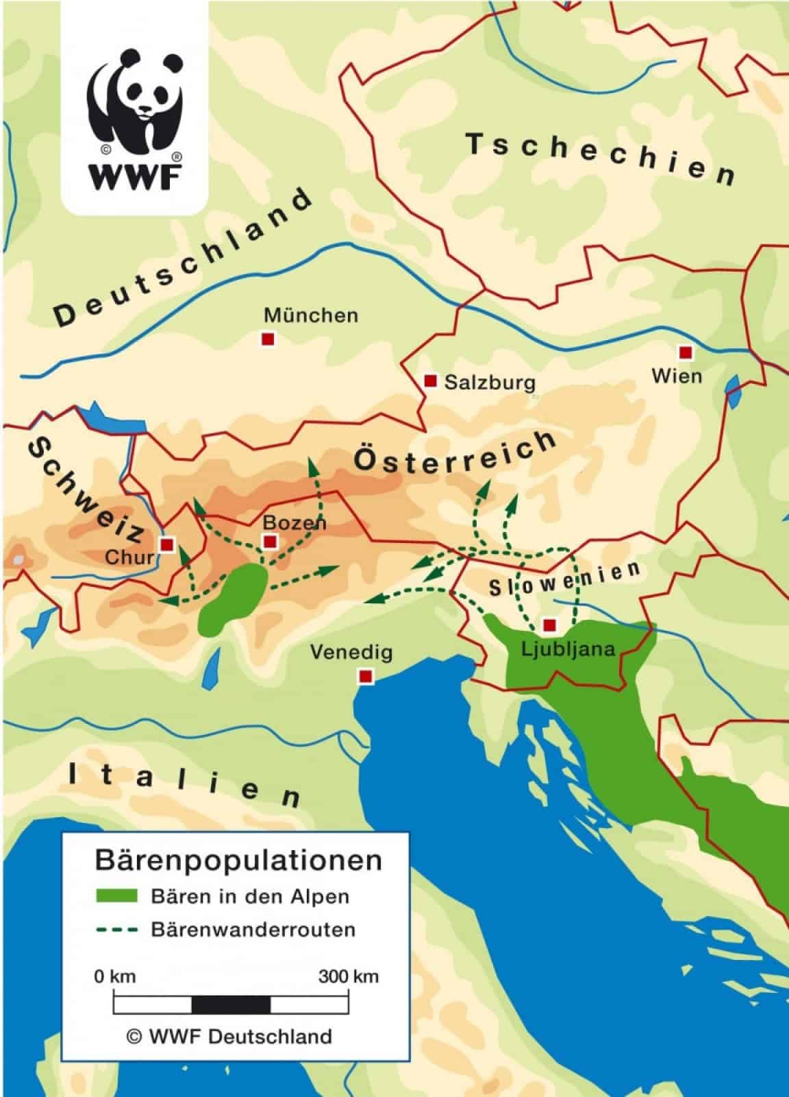 Verbreitungskarte Bär im Alpenraum Verbreitungskarte Bär im Alpenraum
