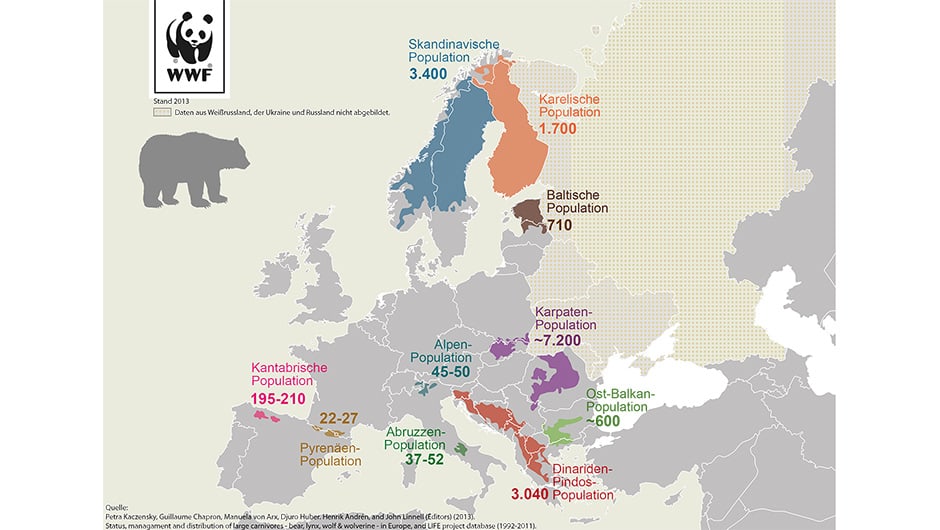 Verbreitungskarte Bär Europa 2014