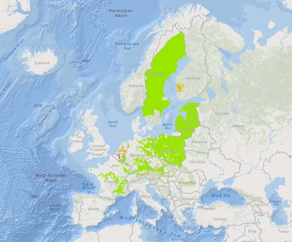 Verbreitung Castor fiber in der EU, © by EOINET Verbreitung Castor fiber in der EU, © by EOINET