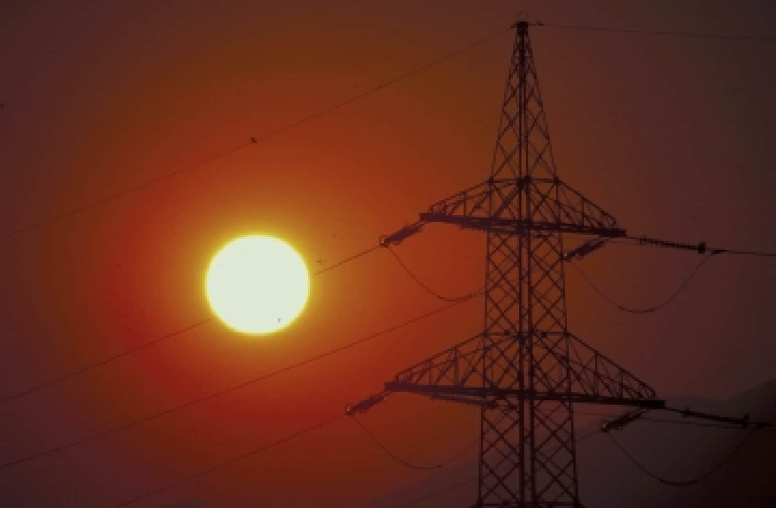 Sunset and electric pylos