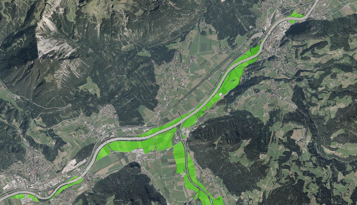 Beispiel für eine Potenzialflächenerhebung im Bereich von Synergiestrecken Hochwasserschutz und ökologische Sanierung