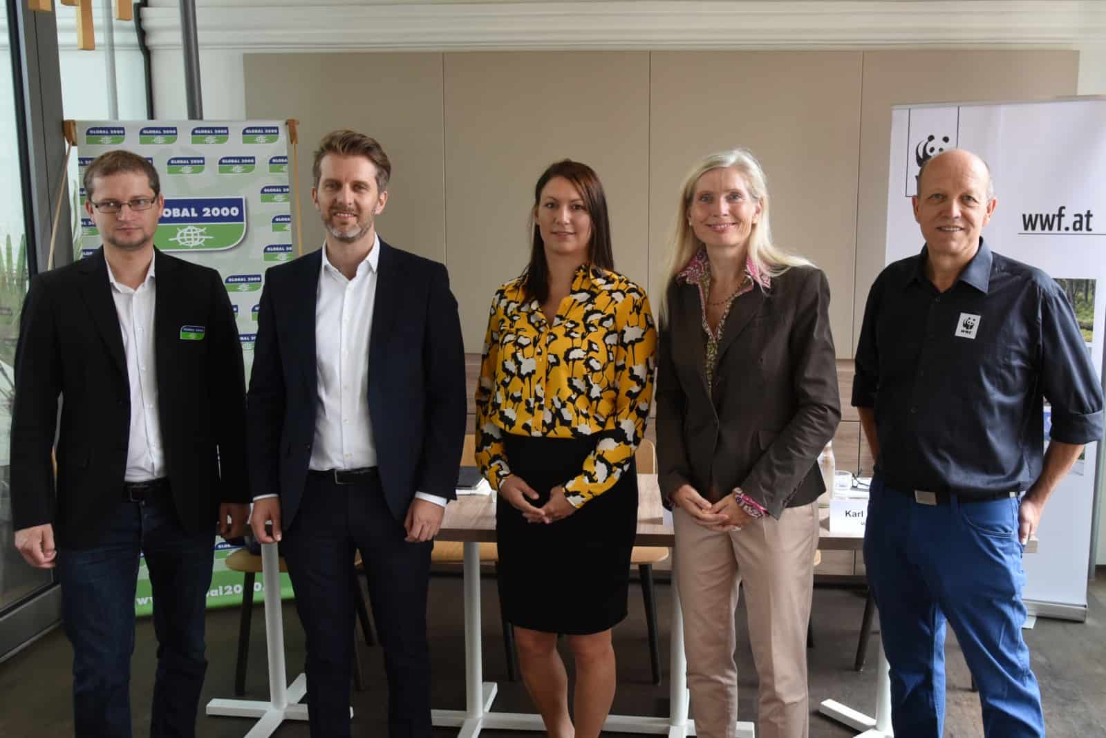 vlnr. Johannes Wahlmüller, Christian Sagmeister, Cornelia Daniel, Tanja Dietrich-Hübner, Karl Schellmann