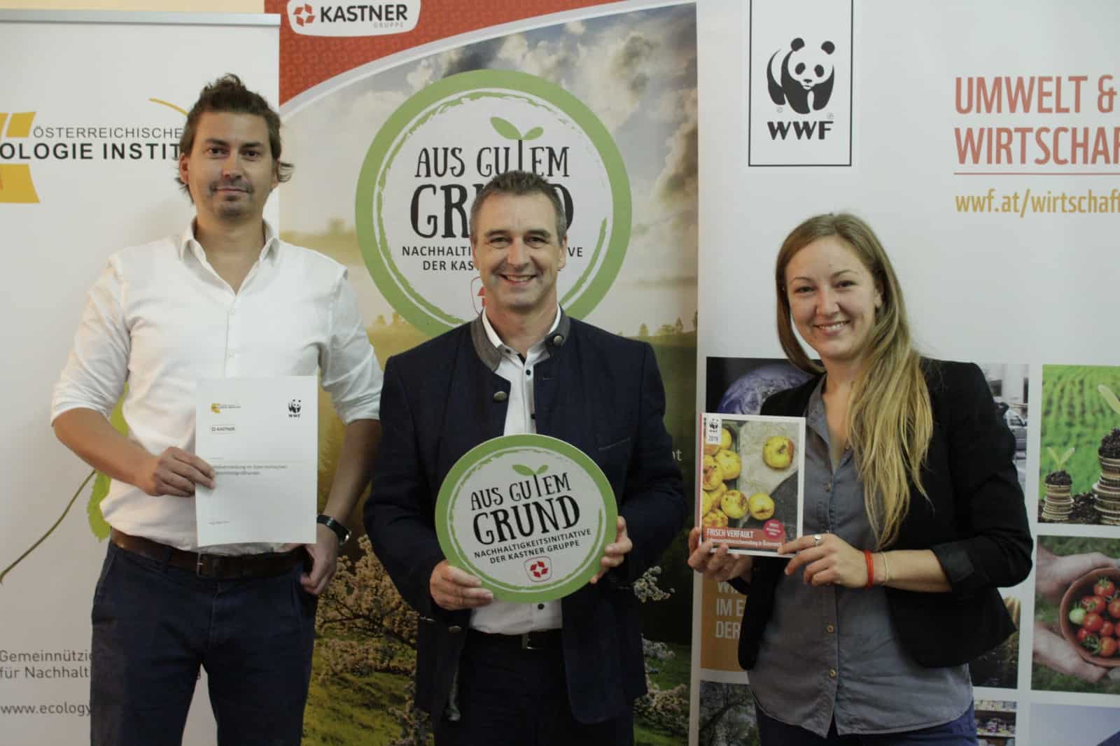 vlnr. Philipp Hietler vom ÖÖI, Herwig Gruber von KASTNER, Olivia Herzog vom WWF