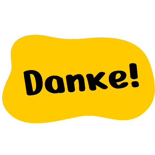 Gelber Farbklecks mit dem Text Danke!