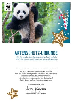 Urkunde Artenschutz Weihnachten