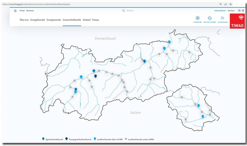 Wasserkraftwerke in Tirol