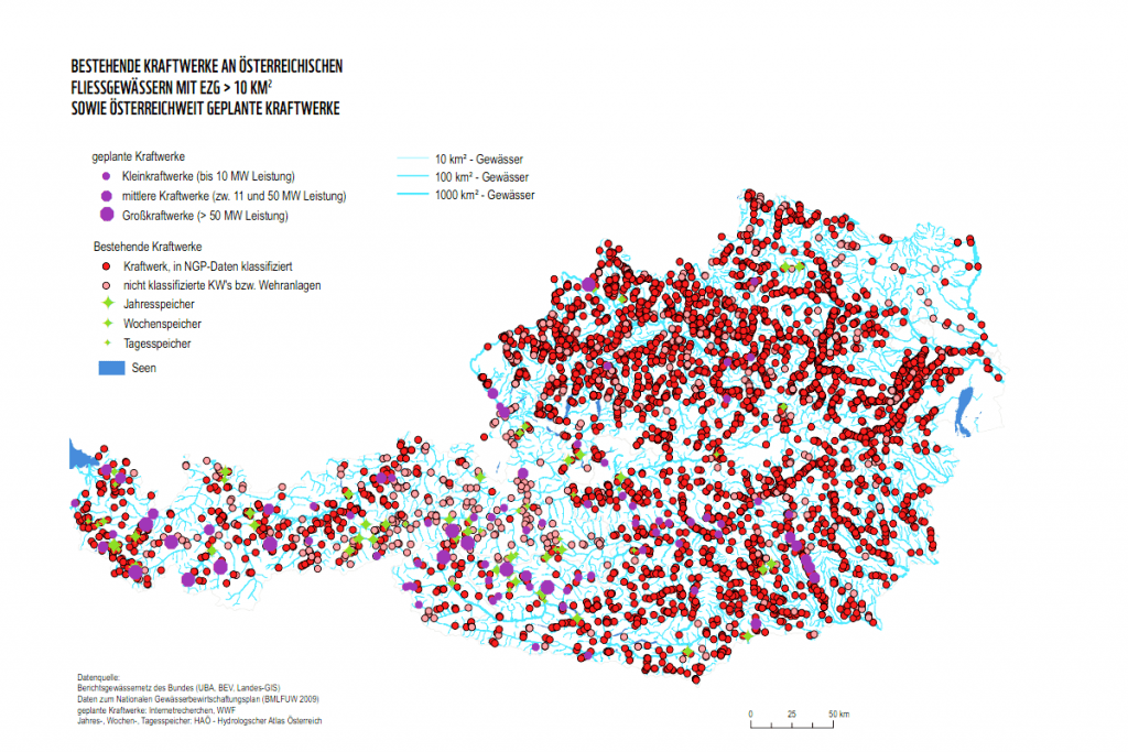 Kraftwerke in Österreichs Fließgewässern (c) WWF