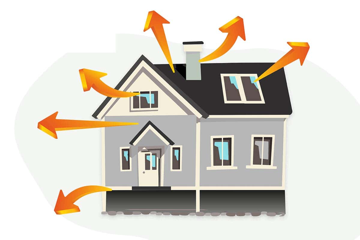 Haus mit Energieverlusten vor Sanierung (c) WWF Haus mit Energieverlusten vor Sanierung