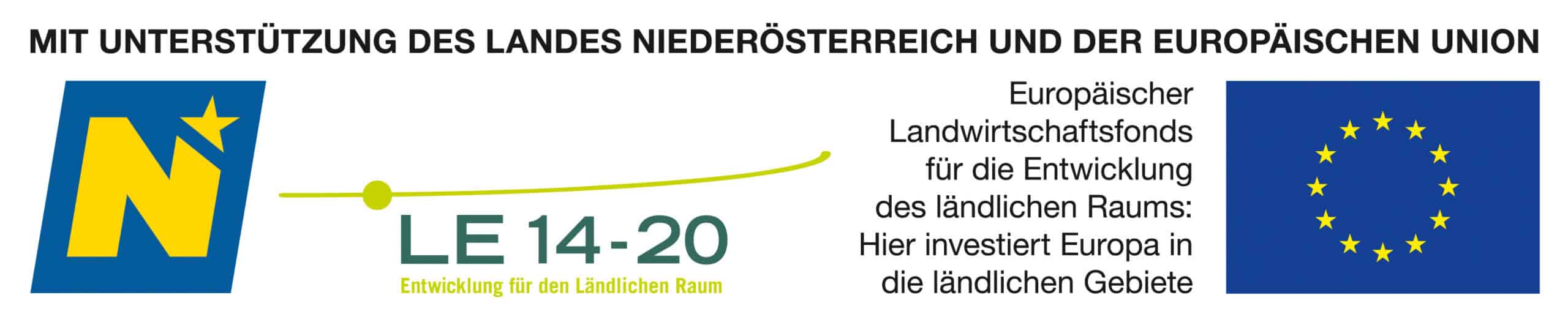 Logos Niederösterreich, Entwicklung für den Ländlichen Raum, Europäische Union Logos Niederösterreich, Entwicklung für den Ländlichen Raum, Europäische Union