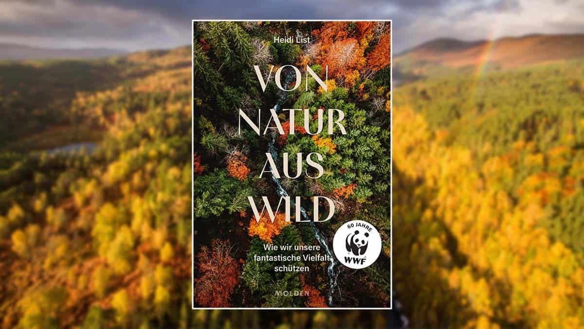 Buchcover "Von Natur aus Wild" auf Hintergrund