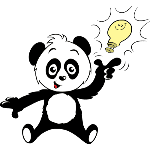 Pia Panda mit Glühbirne