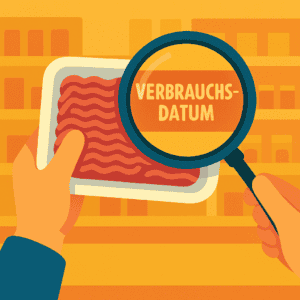 Verbrauchsdatum an einer Packung Fleisch