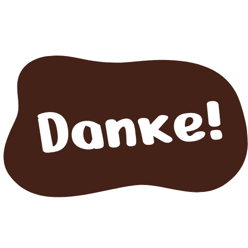 Brauner Farbklecks mit dem Text Danke!